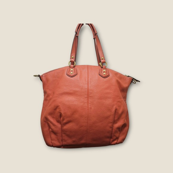 Coach Leather Satchel Shoulder Bag Purse Coral Top Zip D1371 F23684 - Picture 2 of 11